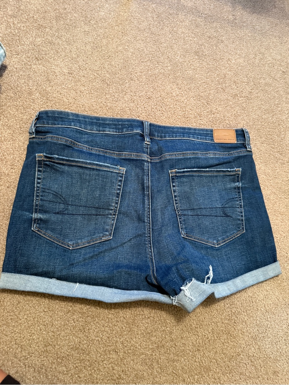 Like New American Eagle Outfitters Dark Blue Rolled Cuff Denim Shorts - Picture 4 of 5